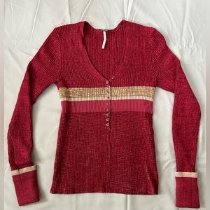 Free People Womens Frequency Henley Sweater